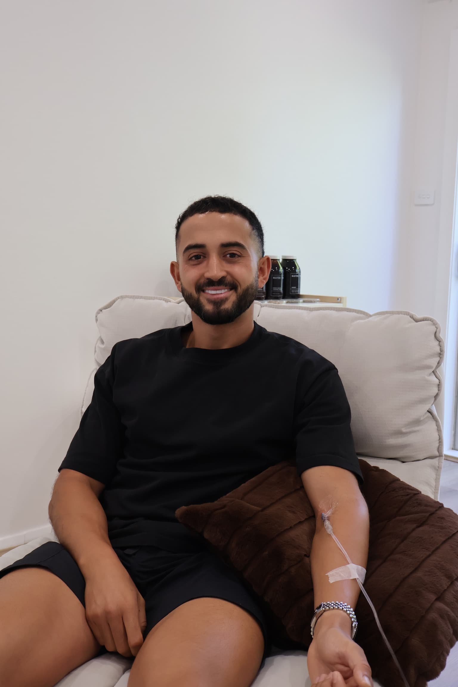 Client relaxing during IV drip